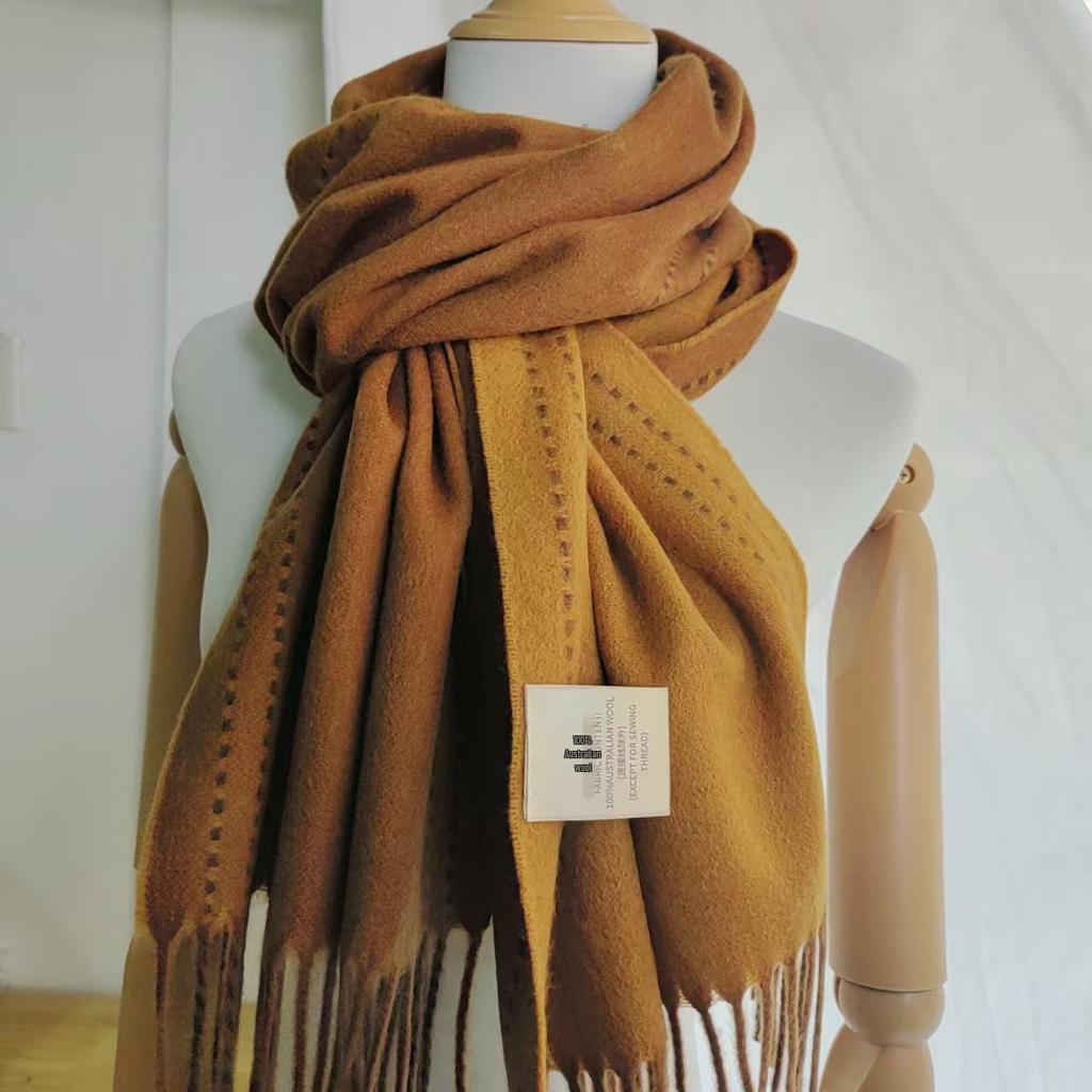 2024 Unisex Retro Wool Double-Sided Snood Scarf – Solid Color and Winter Warm