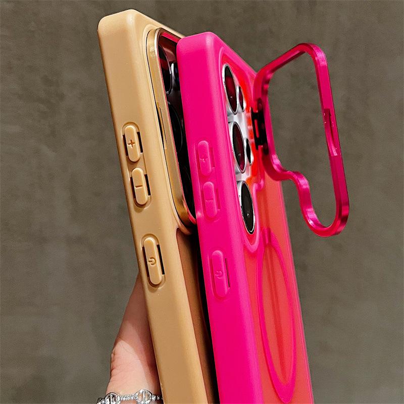 Magnetyczne matowe etui do Samsung S25 Ultra/S24 FE ze stojakiem na obiektyw