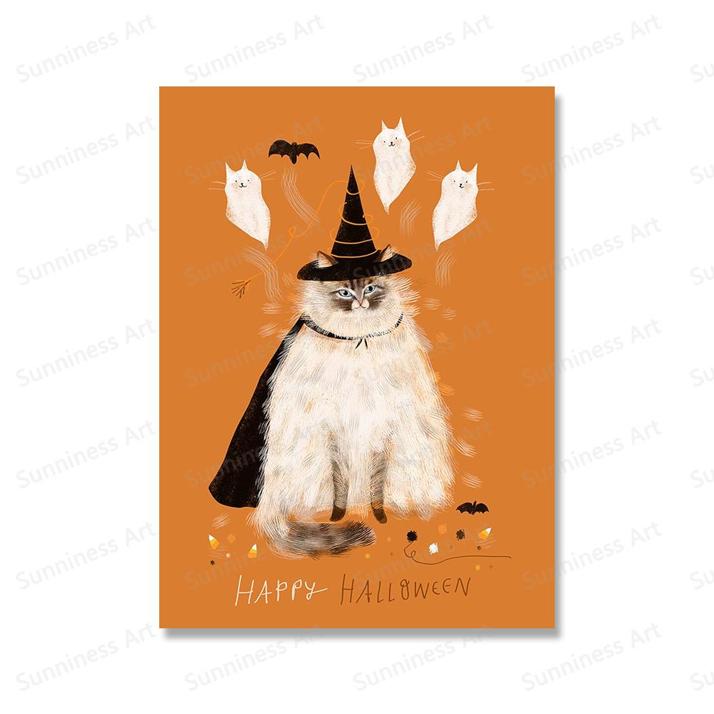 

Забавный Хэллоуин Черный Кот Осень Настенная Живопись Холст Картина Скандинавские Плакаты И Принты Тыквенные Настенные Картины для Декора Детской Комнаты 30x40cm No Framed красный