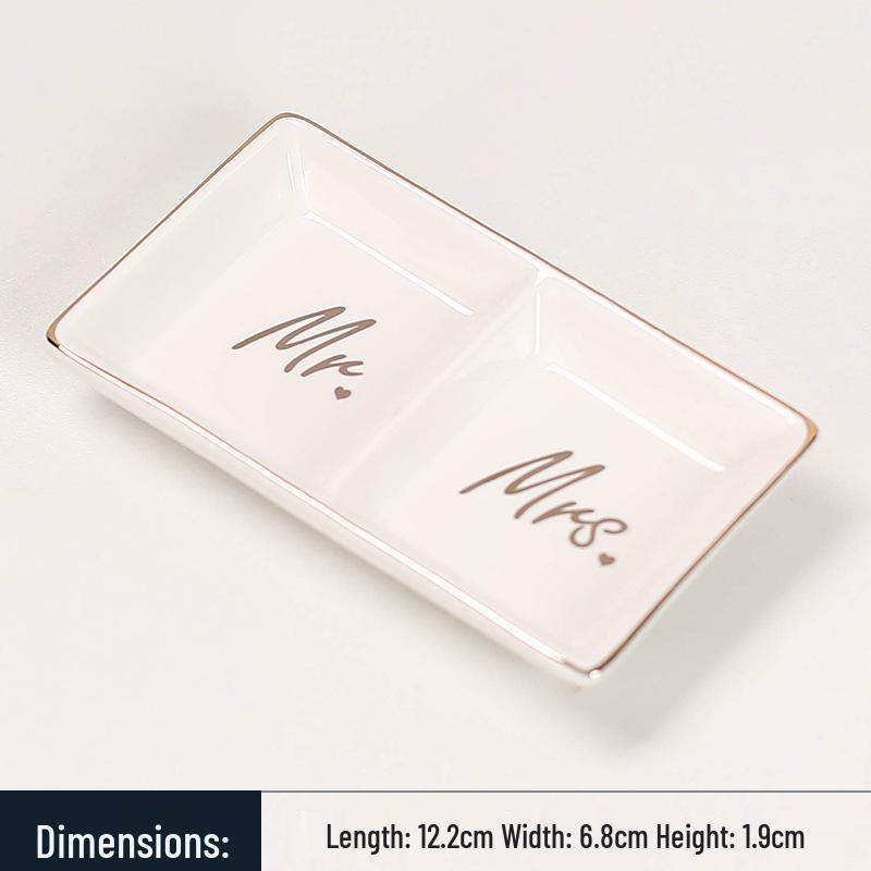 Nordic Ceramic Jewelry Tray, Square Two-Compartment Tray, Various Styles, DIY Storage