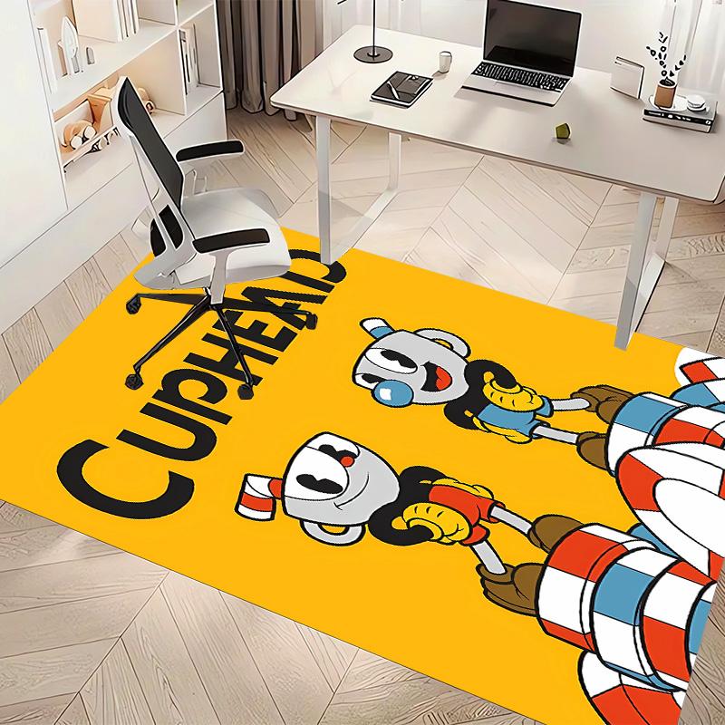 Cuphead Printed Absorbent Washable Carpet, Non-Slip Bathroom Mats, Kitchen Rugs, Yoga Mat,Living Room Entrance, Camping Picnic Rugs