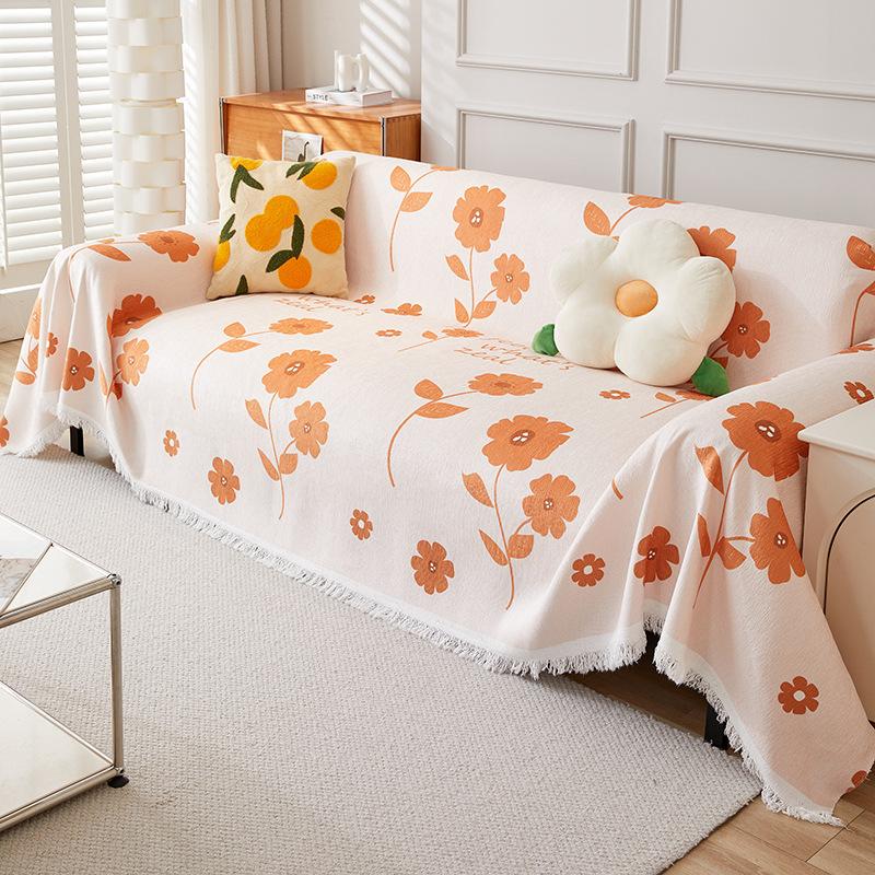 

Чехол для дивана из синели, ткань Ins Style, с цветком, против царапин, универсальный чехол для дивана, четыре сезона, универсальный чехол для диванной подушки, полотенце 90x180