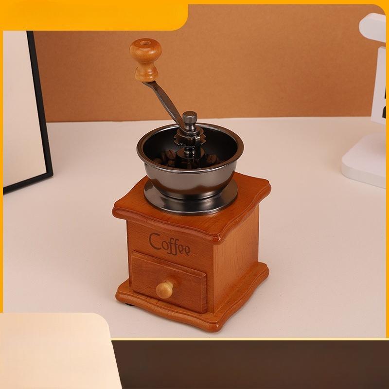 1Pc Solid Wood Coffee Grinder, Hand-crank Coffee Bean Grinder, Coffee Bean Grinder, Manual Coffee Machine, Hand-crank Coffee Grinder
