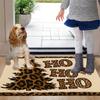 1Pcs Anti Fatigue Kitchen Rugs,Leopard Santa Hat  Print Waterproof Non-Slip Thick Cushioned Kitchen Mat Heavy Duty Comfort Standing Mat for Kitchen