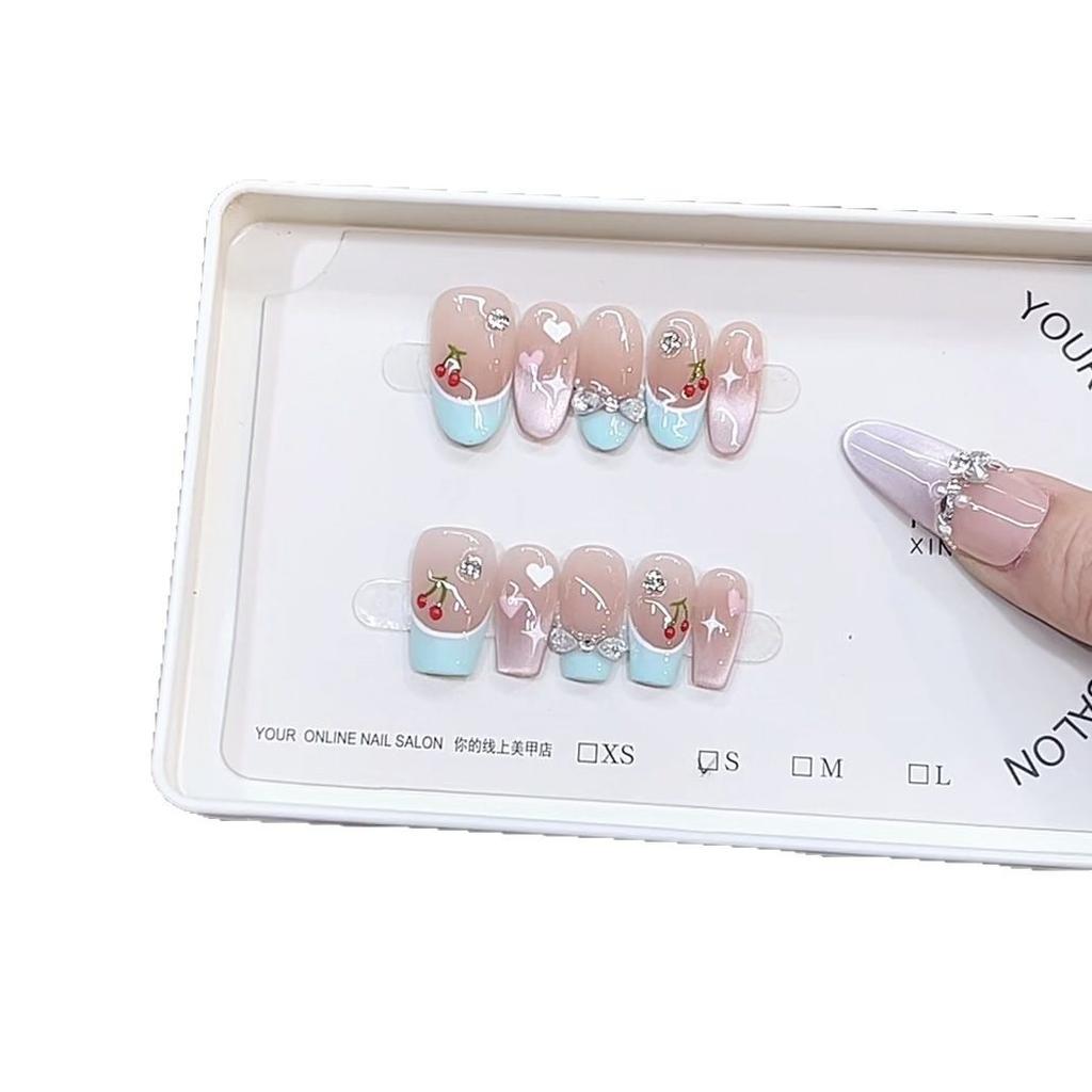 Purtător Fototerapie Lucrat Manual Gem de Cireșe Pictat Manual Ochi de Pisică Iubire Mănunchi Manichiură Finisată