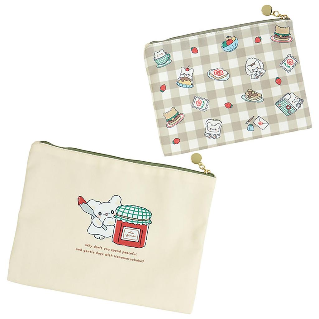 Sanrio Flat Pouch Set Hanamaru Ghost Polyester Cotton Steel 931021 (Always Together!)