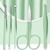 7/16/24 Pcs New Green Stainless Steel Manicure Set, Pedicure Tools Eyebrow Trimming Scissors For Men And Women, Manicure Tools, New Year Gift