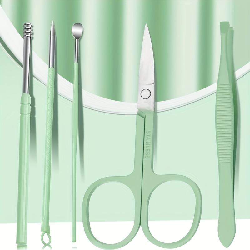 7/16/24 Pcs New Green Stainless Steel Manicure Set, Pedicure Tools Eyebrow Trimming Scissors For Men And Women, Manicure Tools, New Year Gift