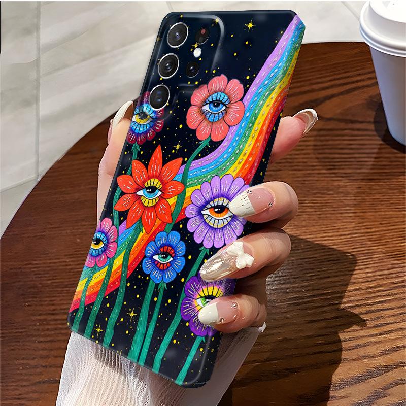 ins wind psychedelic starry sky flower eye mobile phone case Samsung S25Ultra light and thin anti-drop all-inclusive film case A35