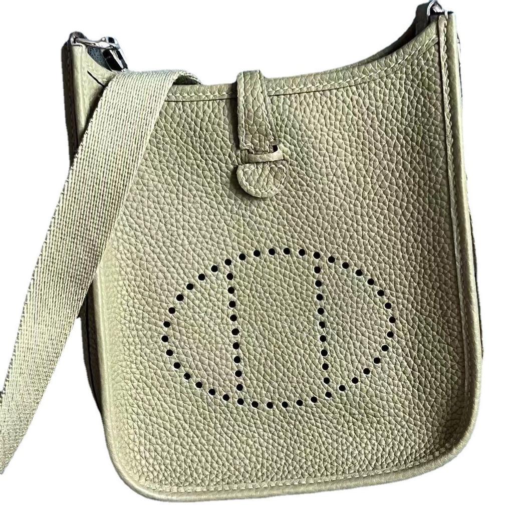 TC vrchní vrstva hovězí kůže voskovaná nit vysoká kvalita Evelyn 29 dutá ramenní crossbody dámská taška lychee vzor měkká kožená taška typu bucket