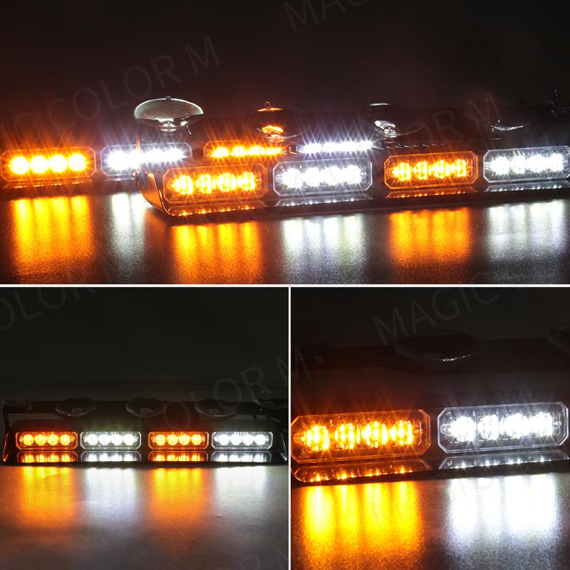 2-in-1 32 LED Car Strobe Lights For Emergency Flash Warning Lamp Windshield Bar Red Blue Amber White Waterproof Auto Assembly