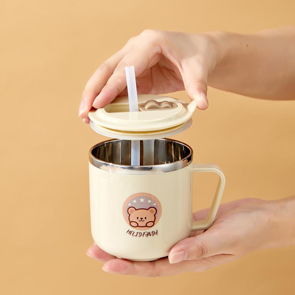 Small Water Cup Mug 316 Stainless Steel Insulated Tumbler 270ml Straw Cup Kid Drinking Cup With Straw Cute Drinkware
