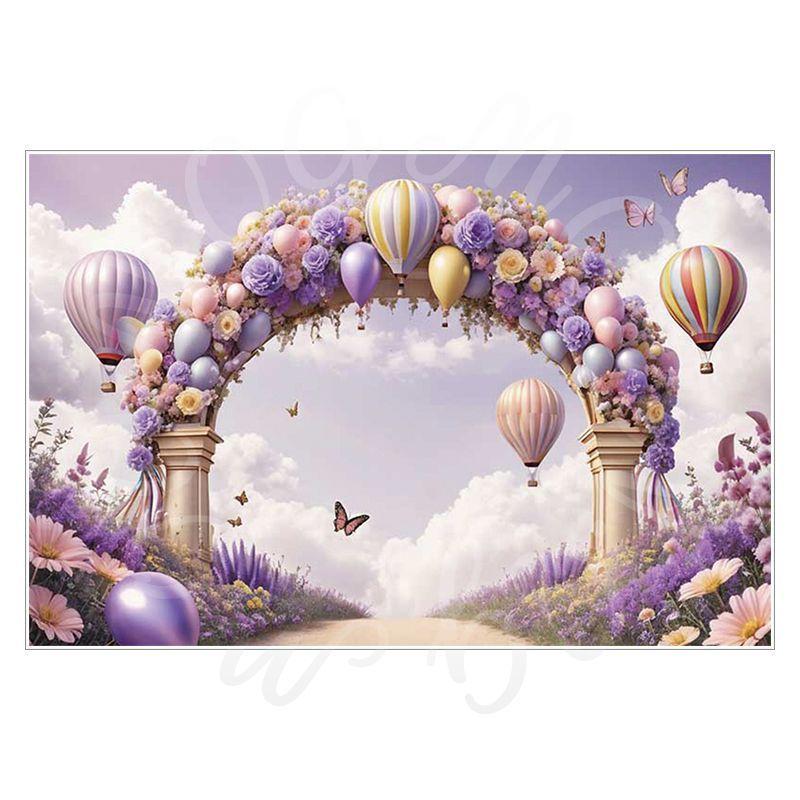 Balloon Cartoon Background Fabric for Pet Children's Birthday Party Decoration Wall Fabric, Photography and Photo-taking Background Fabric