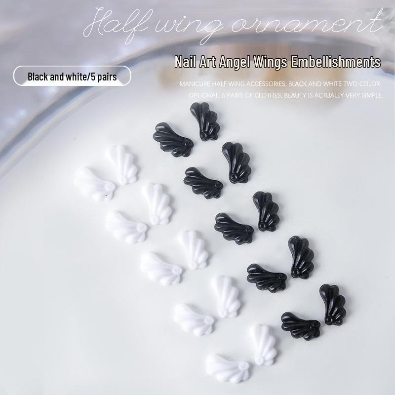 Angel Wings Fairy Resin Nail Art Stickers - 10pcs Press-On Nail Decorations
