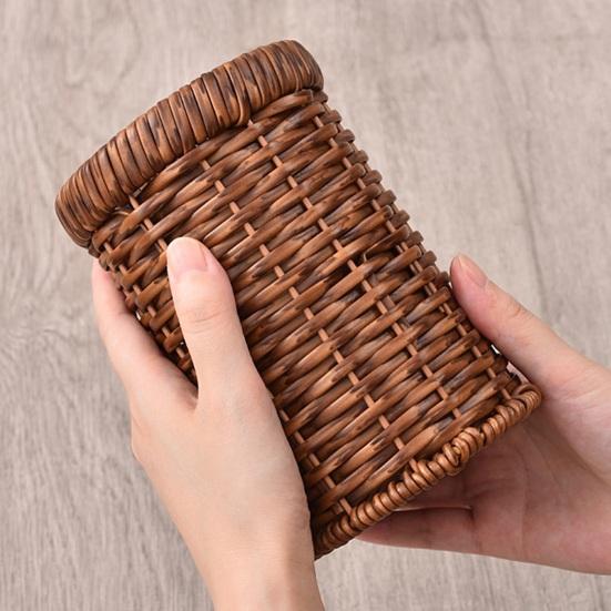 Rustikaler Stäbchenhalter aus geflochtenem Kunst rattan Küchenutensilien-Organizer Besteckaufbewahrungsbehälter für Küchenarbeitsplatte Esstisch Organisation