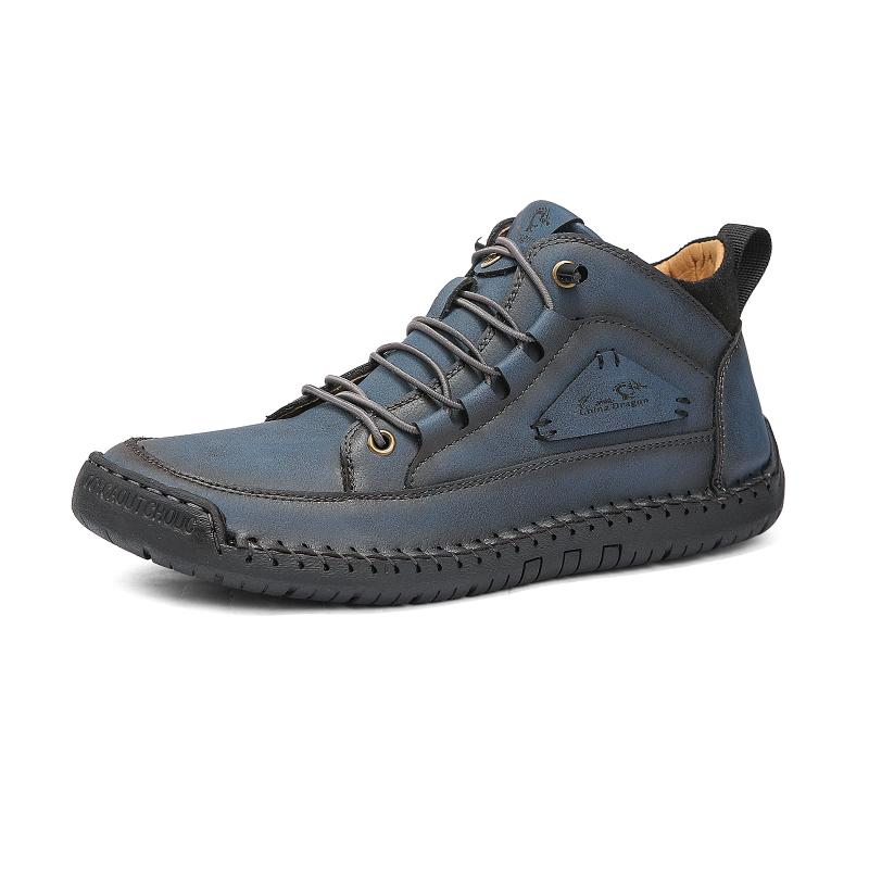 Cusute manual Cizme pentru bărbați din piele Piele naturală Pantofi casual din piele pentru bărbați Cizme de gleznă pentru bărbați Pantofi casual Mărime mare Pantofi de lucru