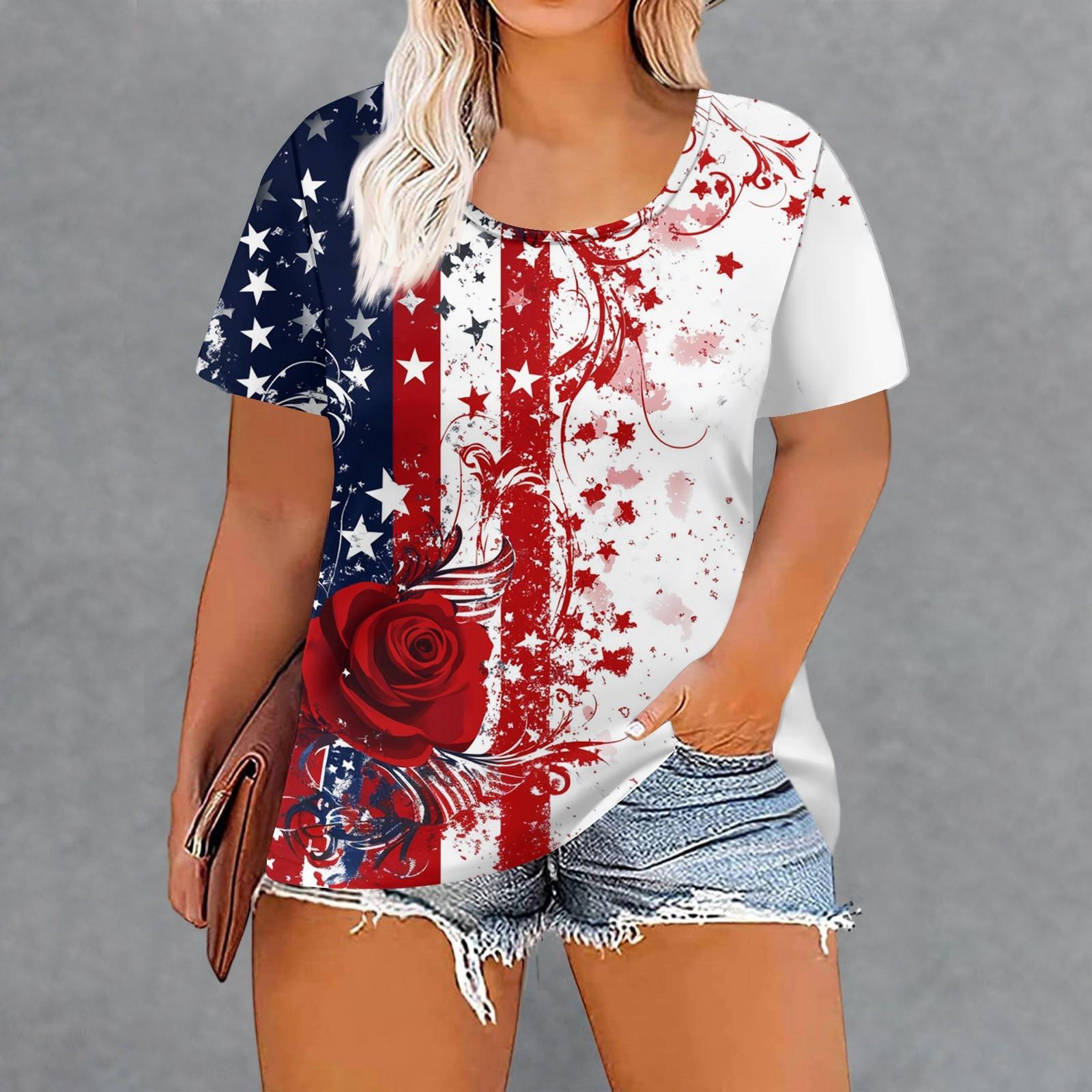 

Women s Fashion Casual Summer Plus Size Print Tops XL