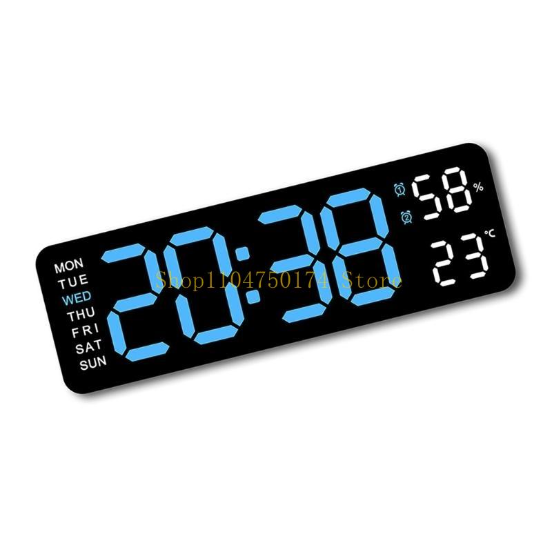 Modern LED Table Clock with Temperature Time Date Week Display Snooze Function top sale, Adjustment Brightness 12/24 Hour Snooze