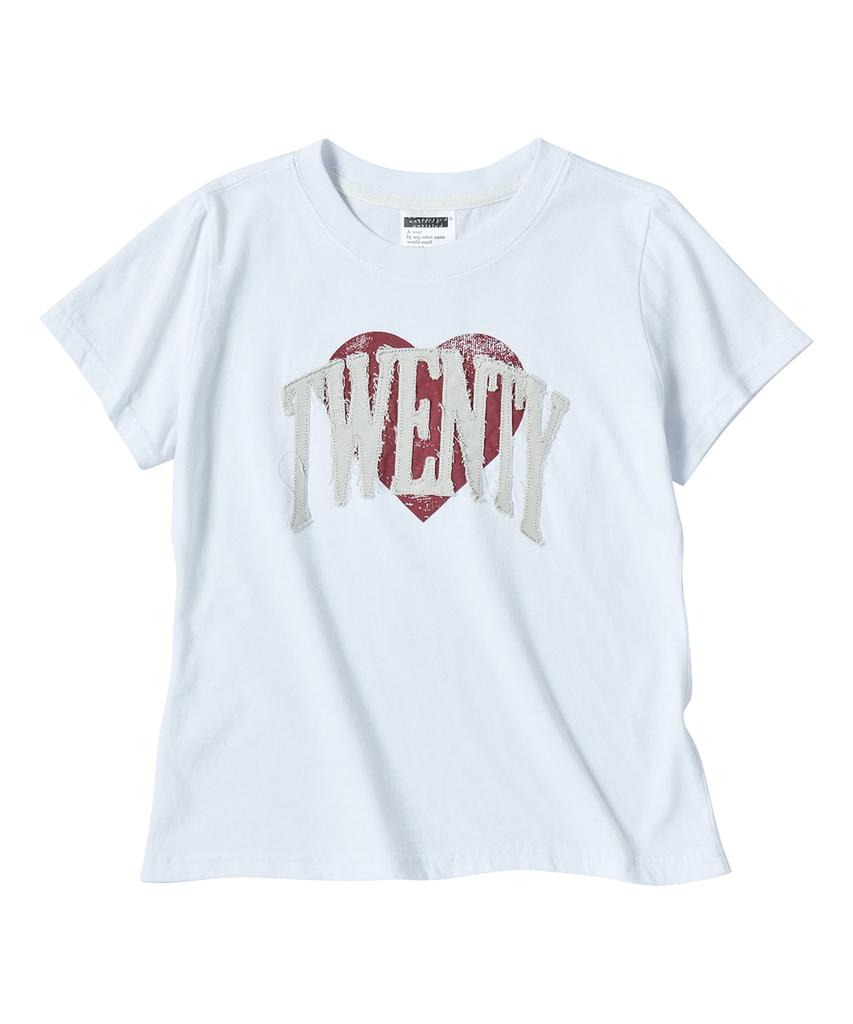 Eontaiteulseoul Untitled Crack Heart Applique Crop Short Sleeve White