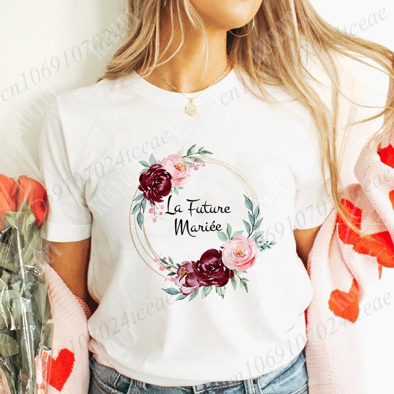 Květinová koruna T-shirt Team Future Bride Rozlučka se svobodou Svatba Nevěsta Dívky Rozlučka se svobodou Topy