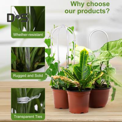 2 Pcs U-Shaped Acrylic Plant Trellis Clear Plant Support with Twist Ties Climbing Plants Trellis for Small Houseplants Ivy Monstera
