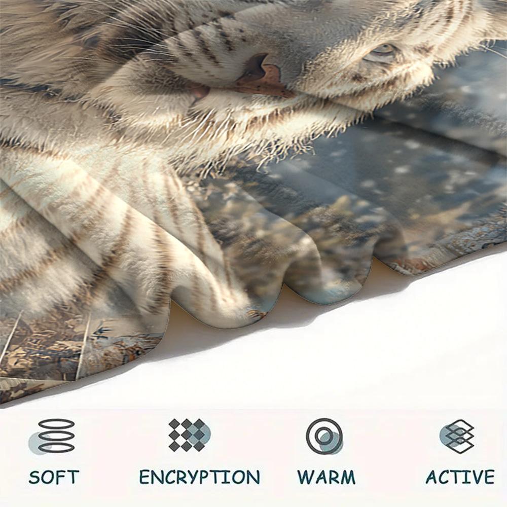 White Tiger Print Flannel Blanket, High Quality Comfortable for All Seasons, Home Decor, Warmth and Comfort, Perfect for Christmas Gifts
