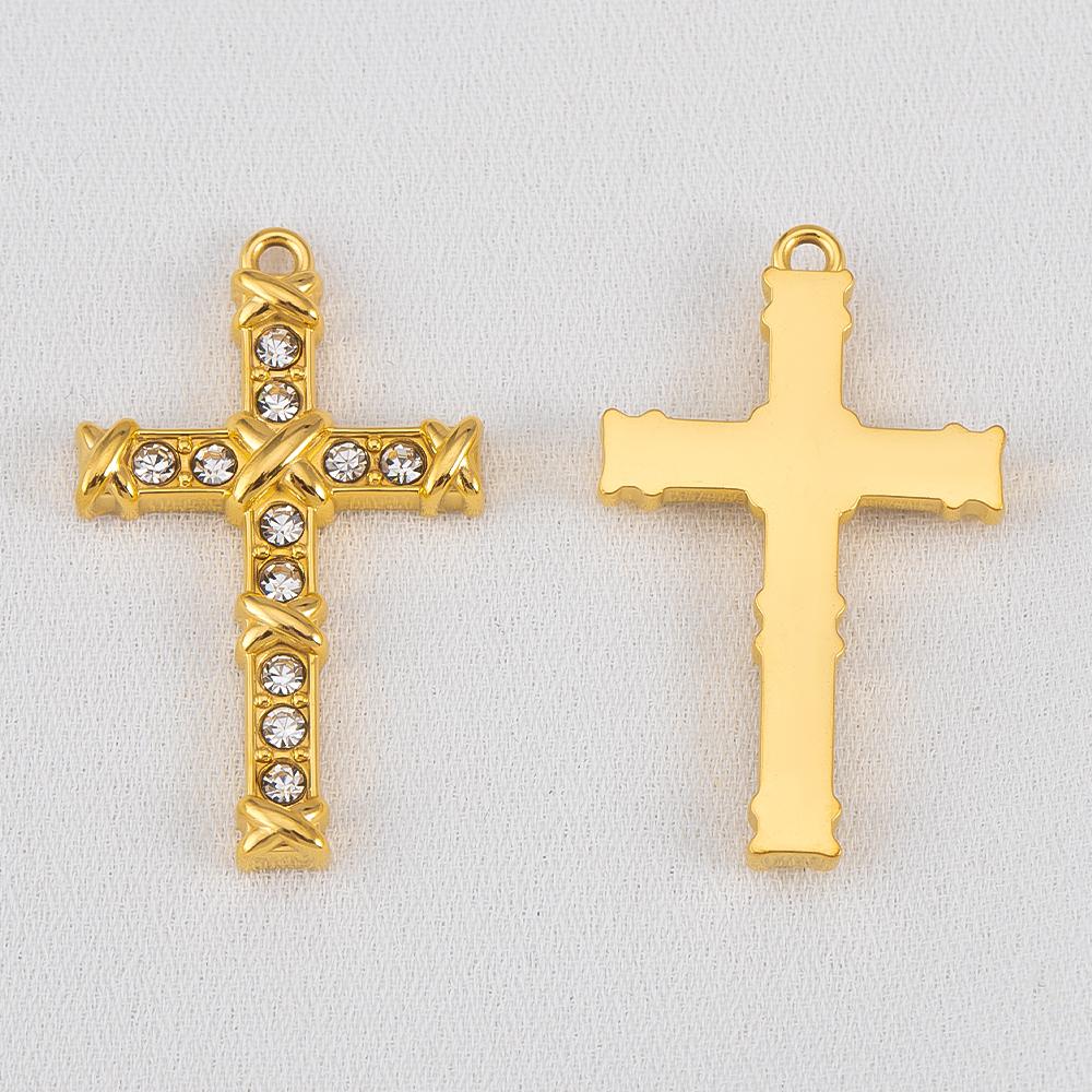

1piece Vintage Style 304 Stainless Steel Cross Pendant With Rhinestone For DIY Bracelet Necklace Jewelry Findings Craft Supplies 1pc