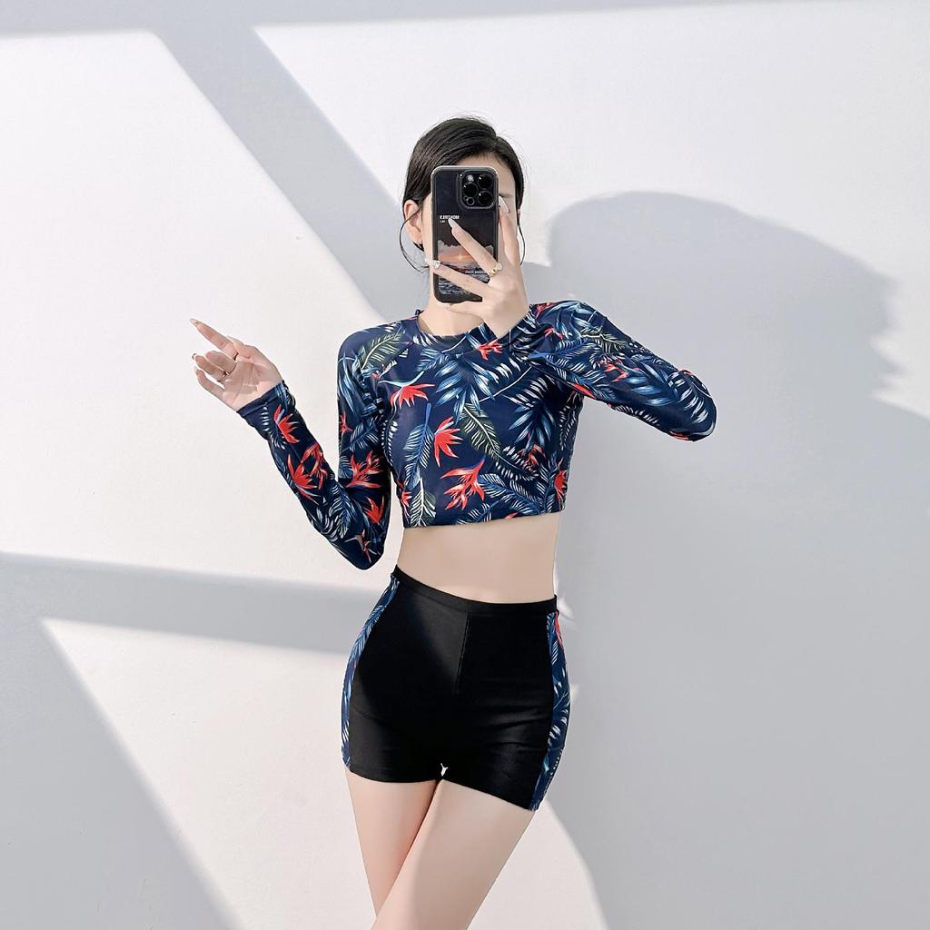 2025 Women's Slimming Two-Piece Surfing Swimsuit: Long Sleeve Top & High Waist Pants