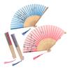 Vintage Printed Silk Folding Hand Fan Tassel Chinese Bamboo Fans Women Dance Performance Props Home Decoration Ornaments