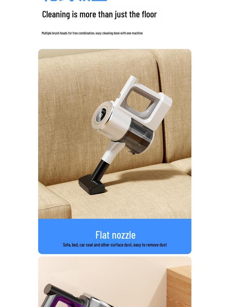 Ultra-Quiet Handheld Wireless Vacuum Cleaner: Powerful Suction, Carpet Washing, Mite Removal, and Mopping - Ideal for Households