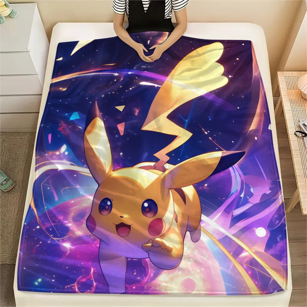 Pikachu and Eevee  Print Flannel Blanket, High quality Comfortable for All Seasons, Home Decor, Warmth and Comfort