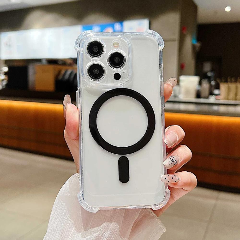 Strong Magnetic Magsafe Wireless Charging Transparent Case For iPhone 17Air 16 15 14 13 12 11 Pro Max Shockproof Silicone Clear Soft 7/8Plus XR Cover