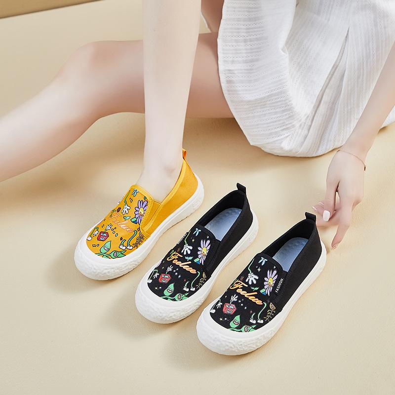 Summer new versatile women's shoes lazy one pedal lightweight thick-soled non-slip muffin shoes cloth shoes women