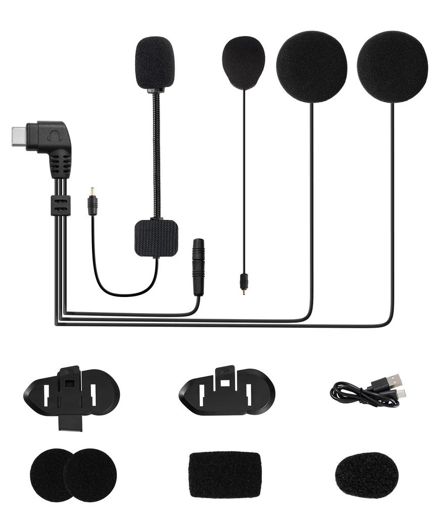 JESIMAIK Motorcycle Income Accessories Set for R18Lite Helmet, Speaker & Microphone, Adhesive Tape for Fixing, Options, Spare Replacement