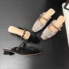 Y579-1 thick-heeled slippers 2025 new small square head outer wear women's summer outer wear with skirt high-heeled sandals women