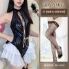 Sexy Lingerie Sexy Uniform Bunny One-piece Patent Leather Straps Cross Ruffle Rabbit Cos Nightclub Suit