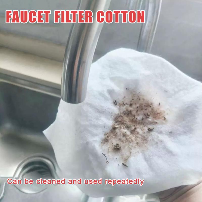50 Stück Wasserhahnfilter Baumwolle Spritzschutz Entfernt Sand Filtert Wasserreinigung Socken mit T-Riemen Für Leitungswasser Rostentfernung
