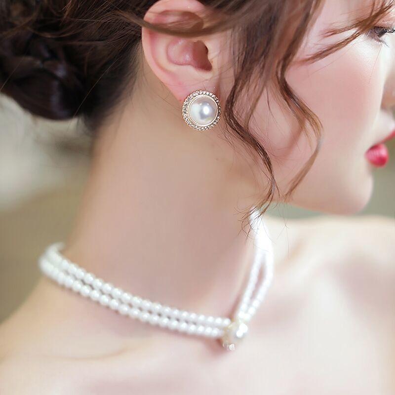 Elegant Vintage Pearl Necklace Earring Set Women Party Wedding Daily Decoration Jewelry