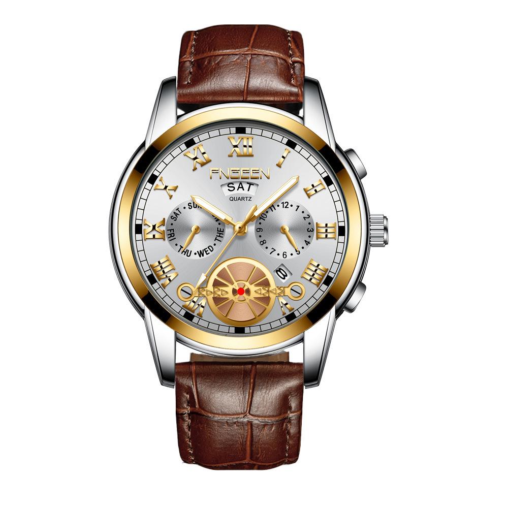 Orologio da uomo FenZun con Tourbillon Volante Nero e Cinturino in Acciaio con Diamanti Neri