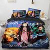 Varme Kamado Nezuko Sengetøysett Anime Demon Slayer Sengeteppe for Tenåringsjenter Mote Twin Single Queen King Full Size Dynetrekk