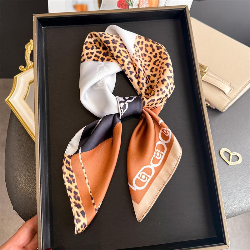 European American 70cm Small Square Imitation Silk Scarf - Printed Versatile Headscarf/Neck Protector