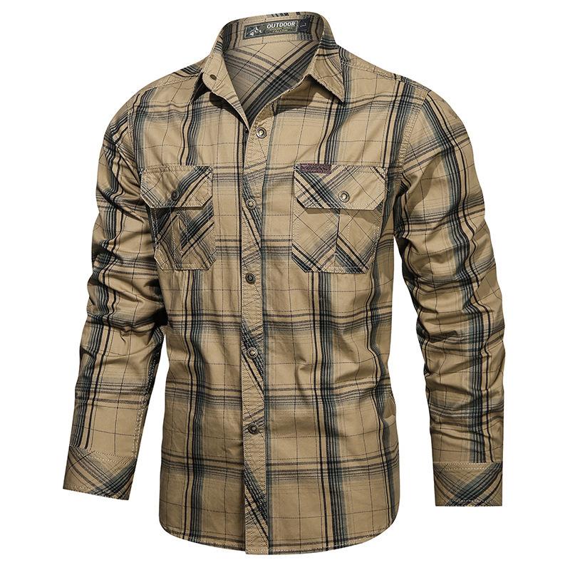 Spring and Autumn New Cotton Plaid Long Sleeve Shirt Men s Casual Versatile Literary Shirt Men s Casual Shirt S