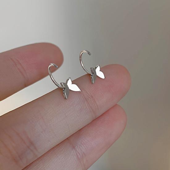 1 Pair Women Earrings, Butterfly Design Circle Shape Earrings, Open-Type Easy Wear for Daily Commuting Dating