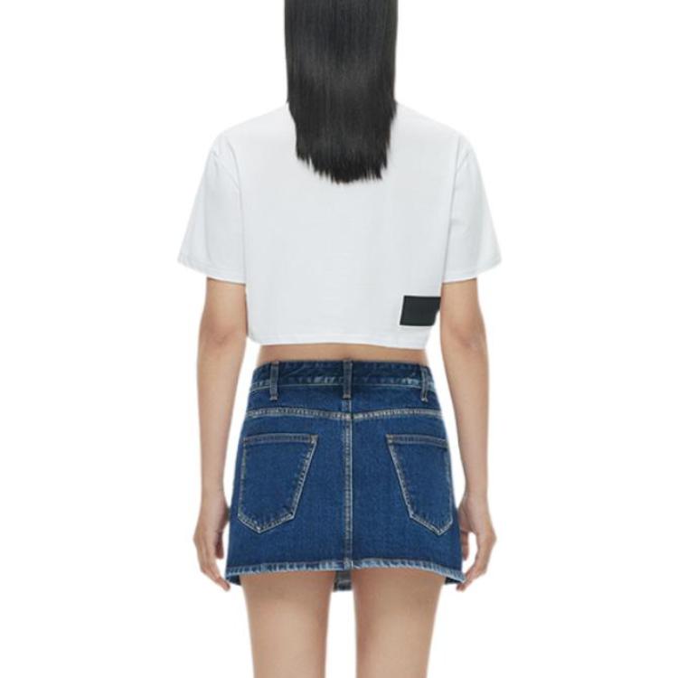 We11done FW22 Solid Color Logo Print Short Sleeve T-Shirt Women tops White WD-TT3-22-861-W-WH