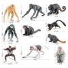 Realistic Pvc Primate Animal Model Set Featuring Miniature Long-nosed Monkeys And Gibbons