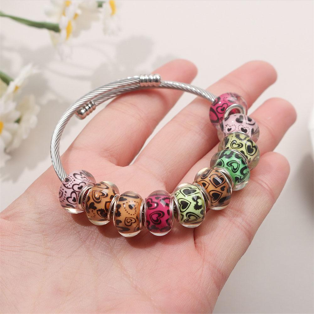 30/50/100pcs Large Hole European Colored Love Resin Beads European Pendant Bracelet Necklace DIY Bracelet Necklace Pen Jewelry Making