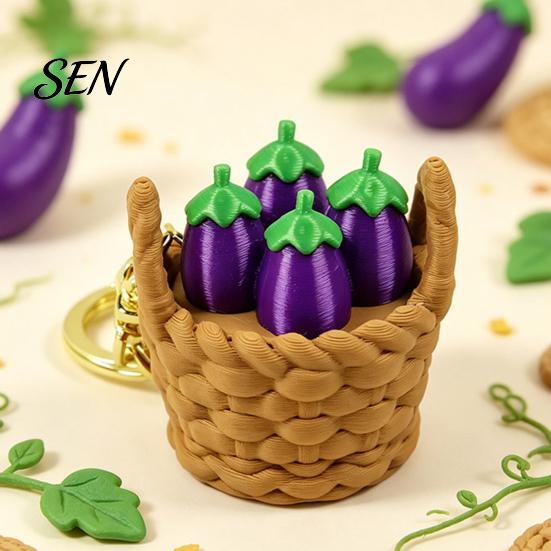 Miniature Desk Toys 3D Printed Mini Vegetable Basket Keychain, Cute Simulated Pendant, Unique Gifts for Friends Portable Stress Relief Clicker
