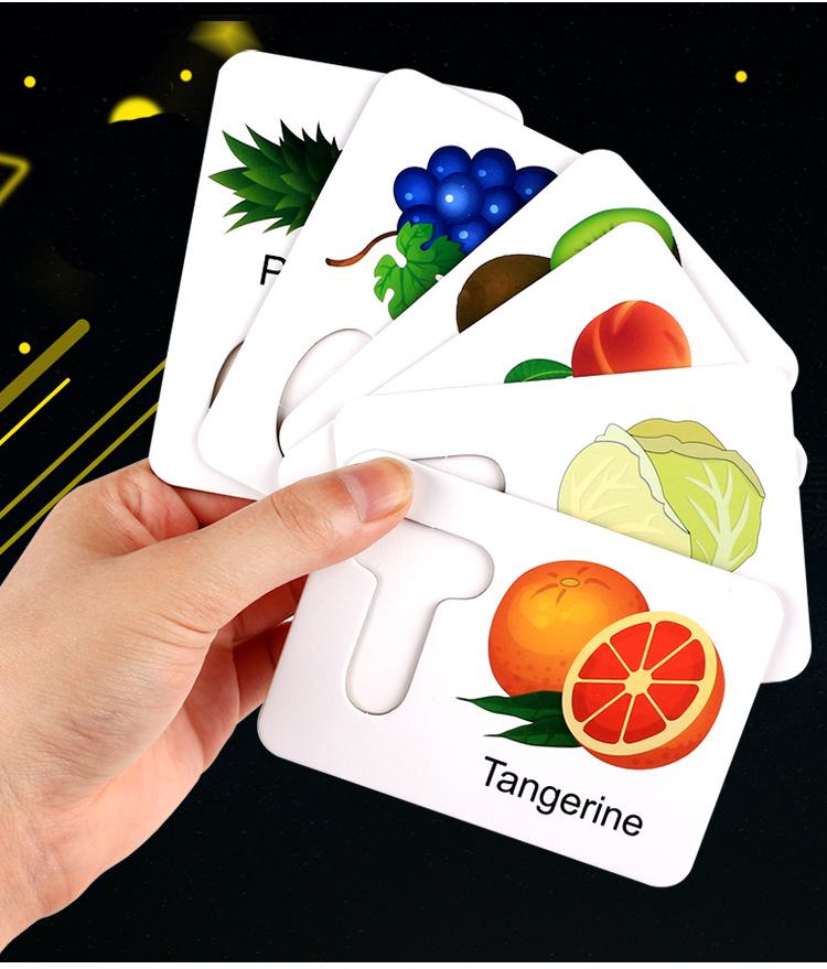 Wooden Montessori Fruits & Vegetables Alphabet Puzzle Cards for Early Childhood Education