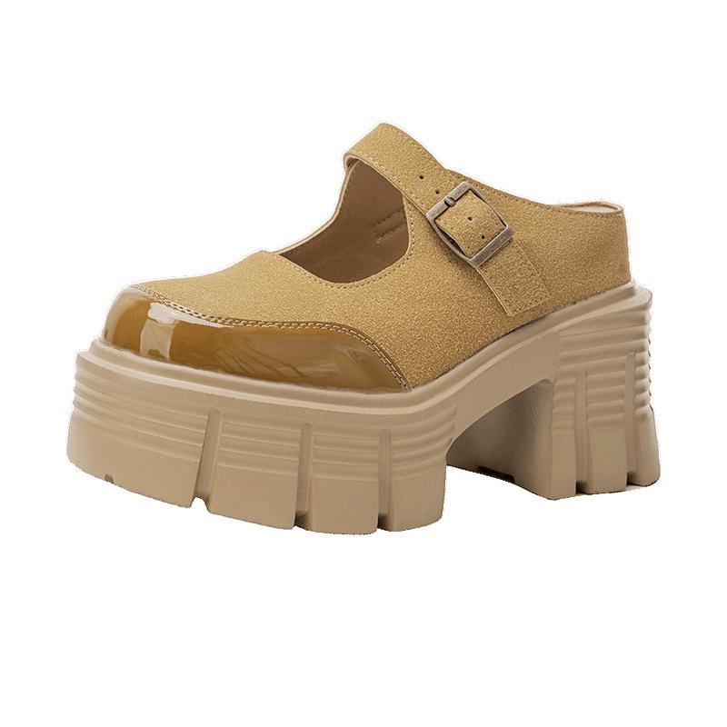 Thick-soled Small People Increase In Height, Mary Jane Shoes, New Products In Early Spring, Round Head with Buckle Thick Heel High Heel Single Shoes 3