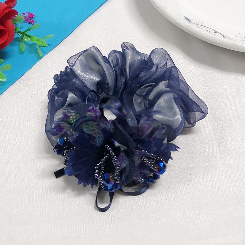 Trendy Ribbon Bow Scrunchie Large Floral Hair Tie for Adults